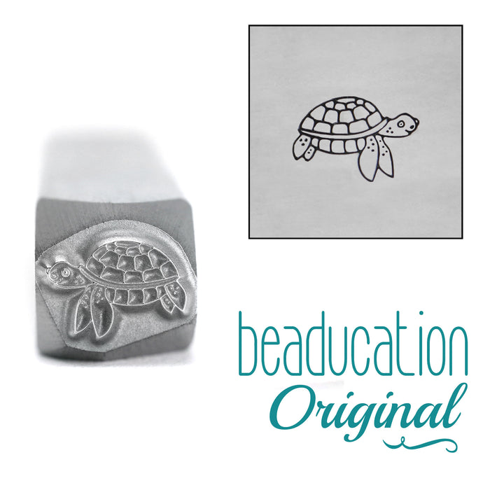 Sea Turtle Swimming Right Metal Design Stamp, 8.1mm - Beaducation Original