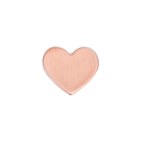 Metal Stamping Blanks Copper Heart, 16mm (.63") x 14mm (.55"), 20g, Pack of 5 - Tumbled