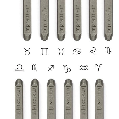 Metal Stamping Tools ImpressArt Horoscope Zodiac Metal Design Stamp 12 Piece Pack, 3mm - 4mm