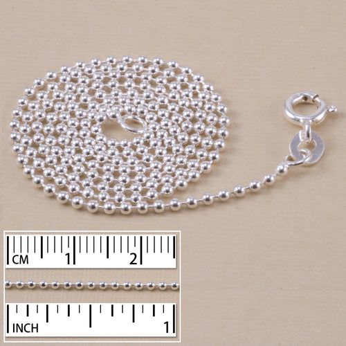 Chain & Clasps Sterling Silver Ball Chain, 1.5mm, 18"