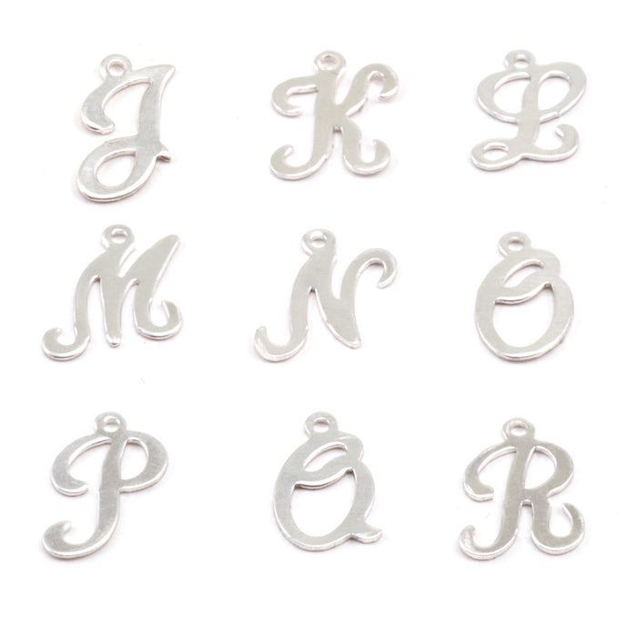 CLOSEOUT Sterling Silver Script Letter Charm O, 24 Gauge