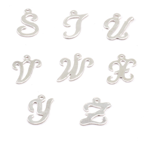 Charms & Solderable Accents Sterling Silver Script Letter Charm U, 24g