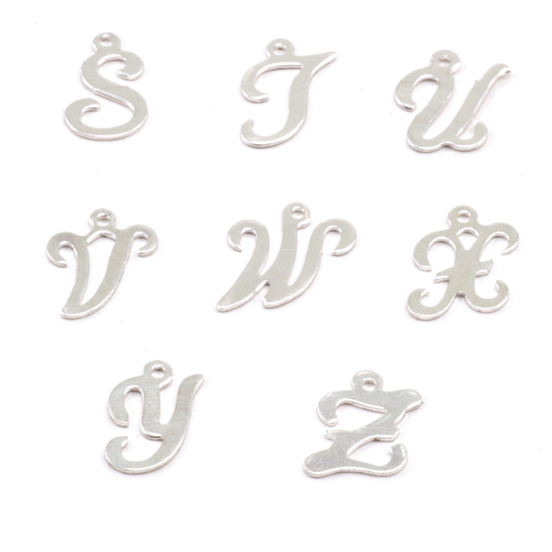 Sterling Silver Script Letter Charm L, 24 Gauge