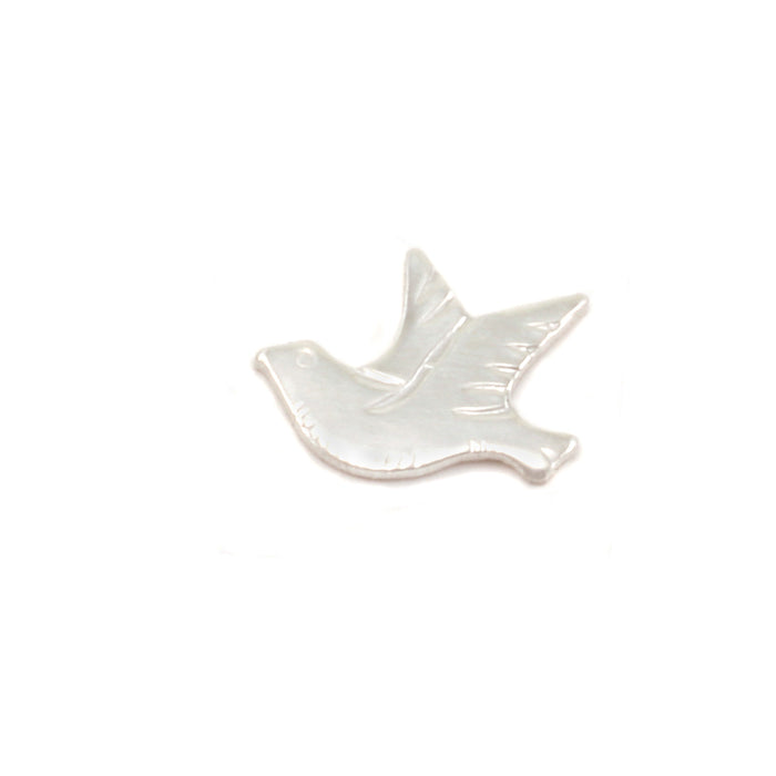 Sterling Silver Dove Left Facing Solderable Accent, 8.5mm (.34") x 6.7mm (.26"), 24 Gauge - Pack of 5