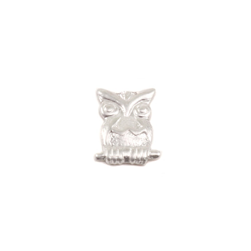 Charms & Solderable Accents Sterling Silver Owl Solderable Accent, 9mm (.35") x 7mm (.27"), 24g - Pack of 5