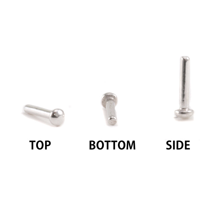 Sterling Silver Round Head Rivet, 1.5mm, 3/8" Long, Pack of 5