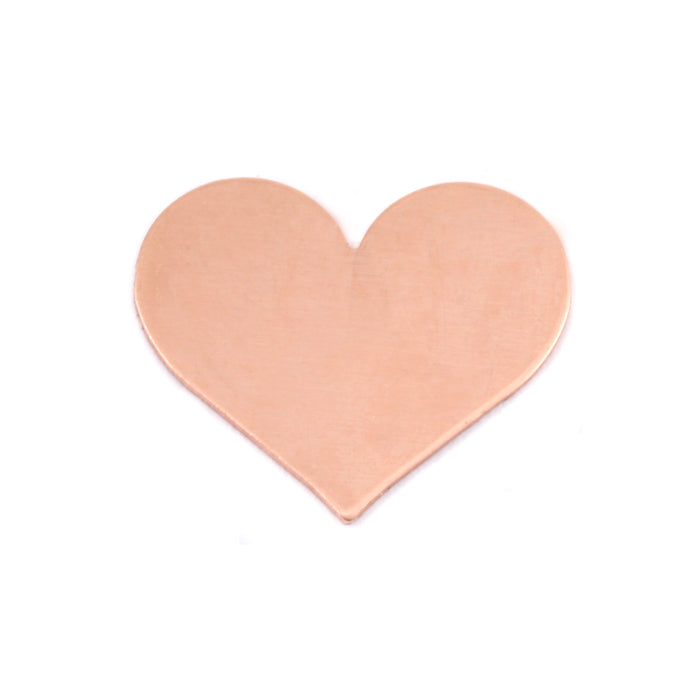 Copper Classic Heart, 20mm (.79") x 17mm (.67"), 24 Gauge, Pack of 5