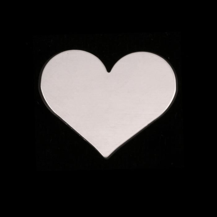 Sterling Silver Classic Heart, 20mm (.79") x 17mm (.67"), 24 Gauge