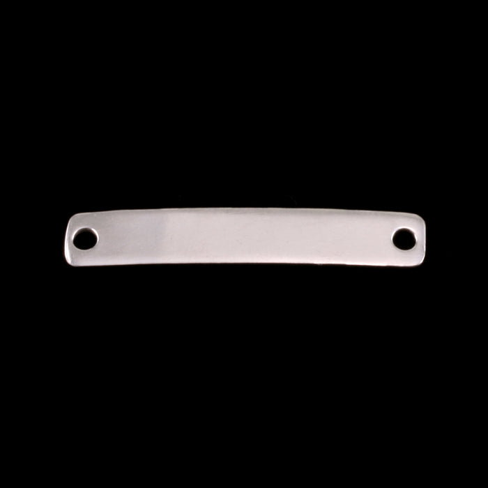 Sterling Silver Rectangle Connector with Holes, 34.8mm (1.37") x 6mm (.24"), 22 Gauge