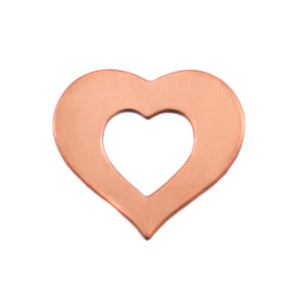 Metal Stamping Blanks Copper Heart Washer, 24mm (.94") x 22mm (.87"), 24g, Pack of 5