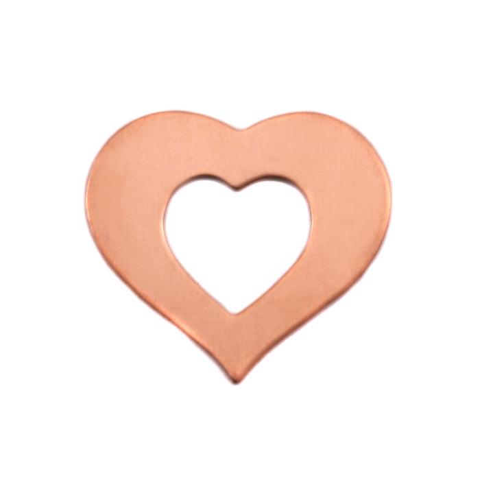 Copper Heart Washer, 24mm (.94") x 22mm (.87"), 24 Gauge, Pack of 5