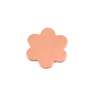 Metal Stamping Blanks Copper Flower with 6 Petals, 17mm (.67"), 24 Gauge, Pack of 5