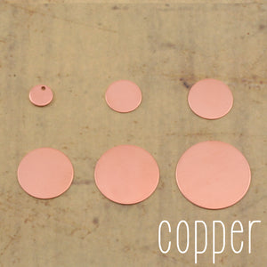 Kits & Sample Packs Copper Round, Disc, Circle Stamping Blanks Sample Pack