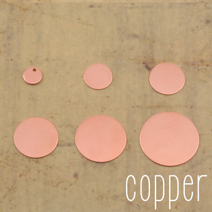 Copper Round, Disc, Circle Stamping Blanks Sample Pack