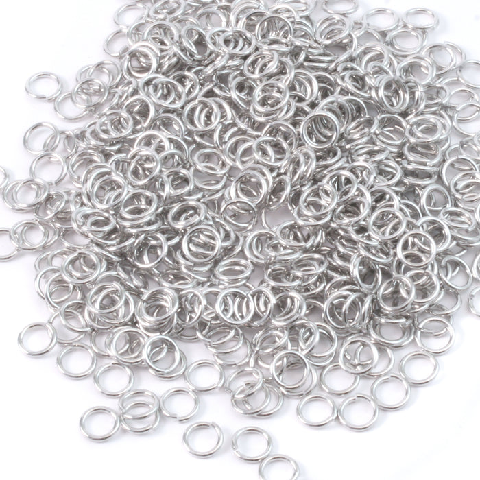 Aluminum 4mm I.D. 18 Gauge Jump Rings, 1 oz (~578 rings)