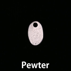 Metal Stamping Blanks Pewter Oval Riverstone with Hole, 15mm (.59") x 9.4mm (.37"), 16g