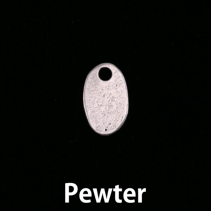 Pewter Oval Riverstone with Hole, 15mm (.59") x 9.4mm (.37"), 16 Gauge