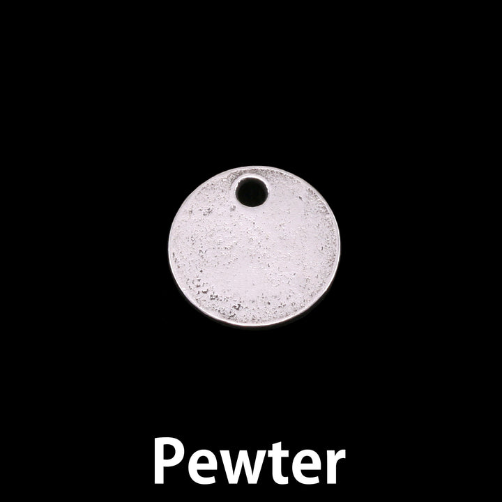 Metal Stamping Blanks Pewter Round, Disc, Circle with Hole, 12mm (.47"), 16g 
