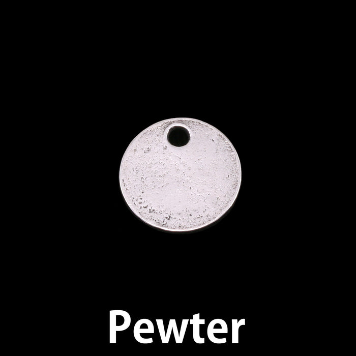 Pewter Round, Disc, Circle with Hole, 12mm (.47"), 16 Gauge
