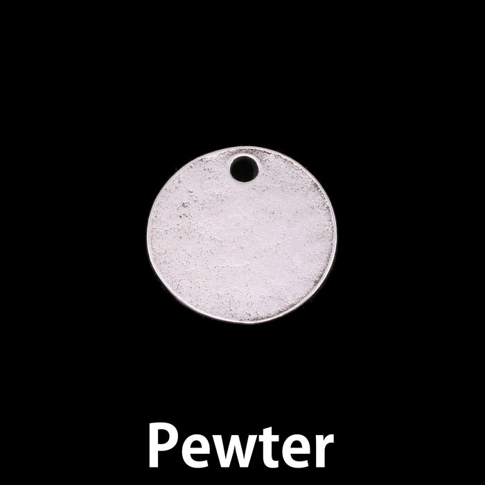 Pewter Round, Disc, Circle with Hole, 15mm (.59"), 16 Gauge