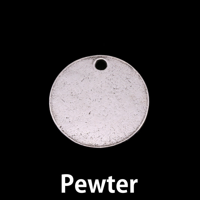 Pewter Round, Disc, Circle with Hole, 18mm (.70"), 16 Gauge