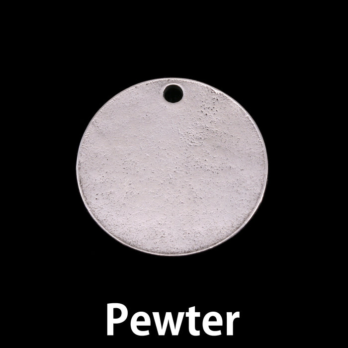 Pewter Round, Disc, Circle with Hole, 21mm (.83"), 16g