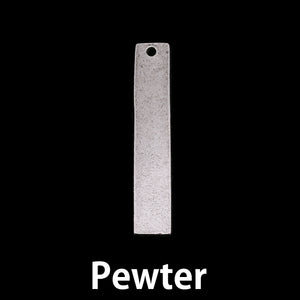 Metal Stamping Blanks Pewter Rectangle with Hole, 37mm (1.46") x 6.4mm (.25"), 16g