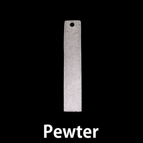 Metal Stamping Blanks Pewter Rectangle with Hole, 37mm (1.46") x 6.4mm (.25"), 16g