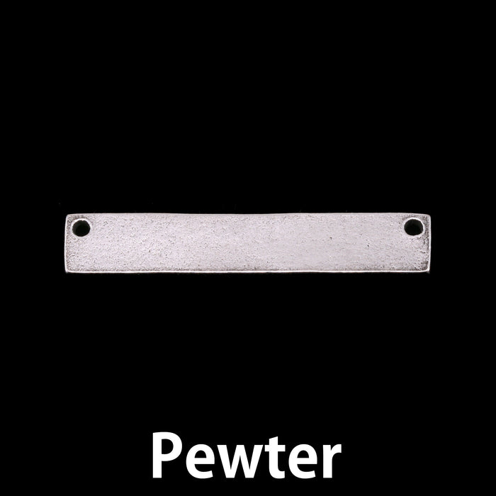 Pewter Rectangle with Holes, 35.9mm (1.41") x 6.4mm (.25"), 16g