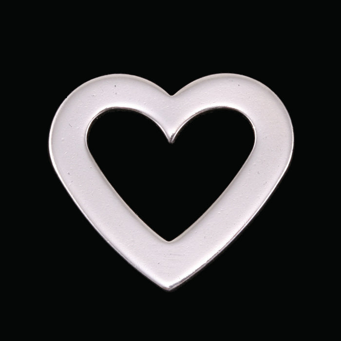 Sterling Silver Heart Washer, 22.35mm (.88") x 20.25mm (.79"), 16 Gauge