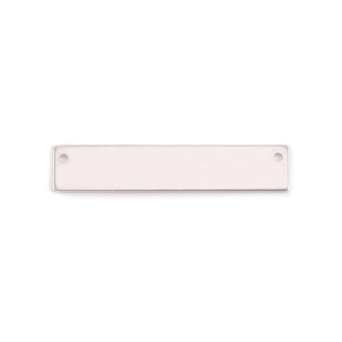 Sterling Silver Rectangle Bar with Holes, 31.8mm (1.25") x 6.4mm (.25"), 20 Gauge