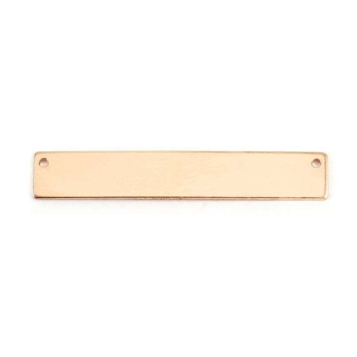 Gold Filled Rectangle Bar with Holes, 38mm (1.50") x 6.4mm (.25"), 20 Gauge