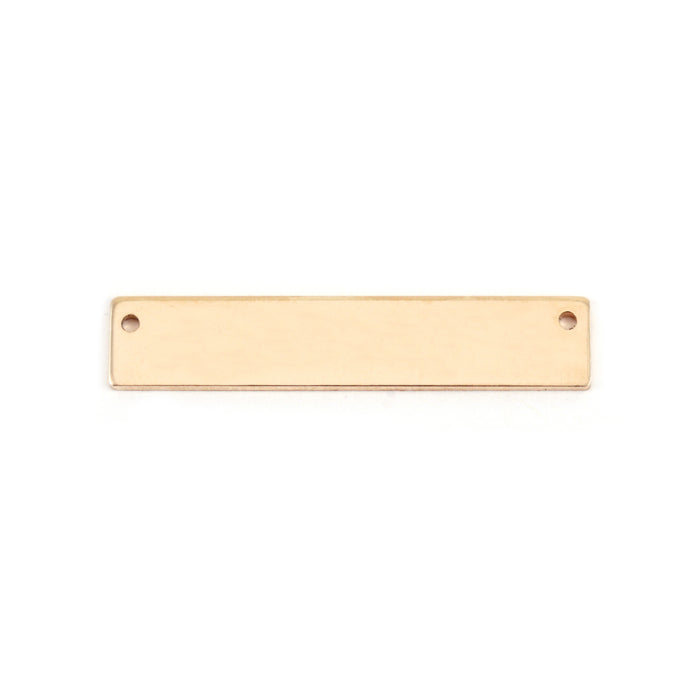 Gold Filled Rectangle Bar with Holes, 31.8mm (1.25") x 6.4mm (.25"), 20 Gauge