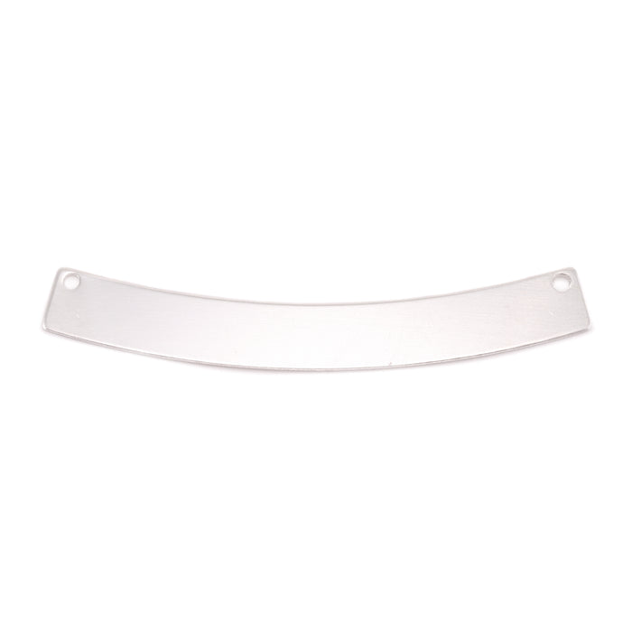 Sterling Silver Curved Rectangle Bar with Holes, 40mm (1.57") x 5mm (.20"), 24 Gauge