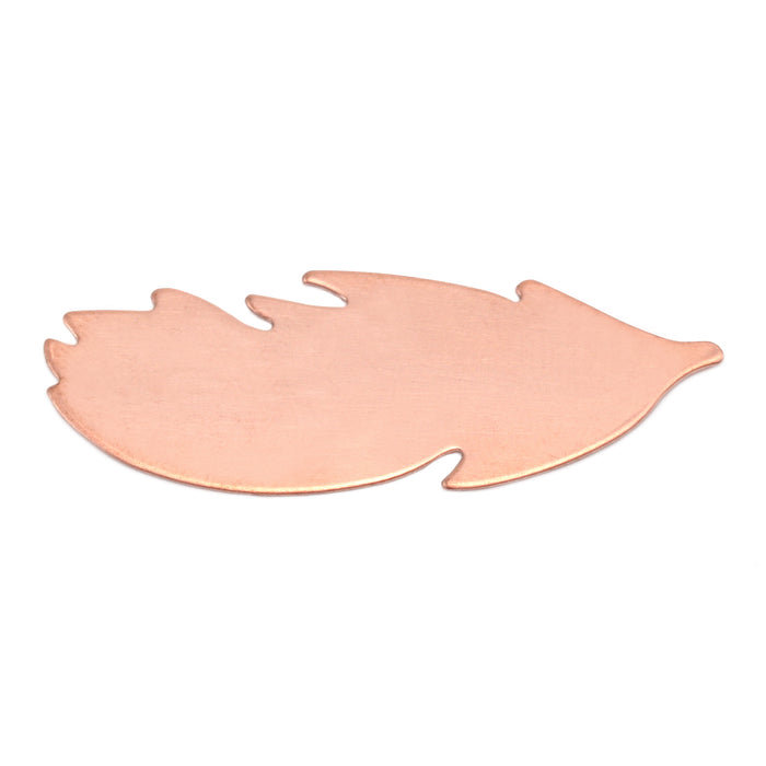 Copper Feather Blank, 40mm (1.57") x 14mm (.55"), 24 Gauge, Pack of 5