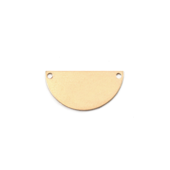 Brass Half Round, Disc, Circle with Holes, 18mm (.71"), 24 Gauge, Pack of 5