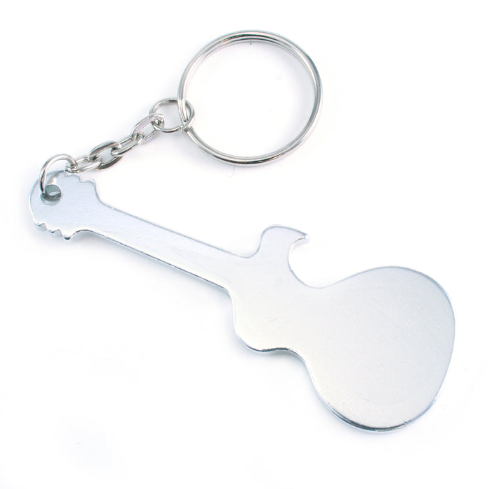 Aluminum Guitar Bottle Opener Keychain, 75mm (2.95") x 27mm (1.6")