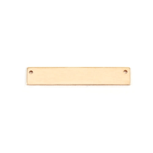 Metal Stamping Blanks Gold Filled Rectangle Bar with Holes, 30.5mm (1.20") x 5mm (.20"), 24g