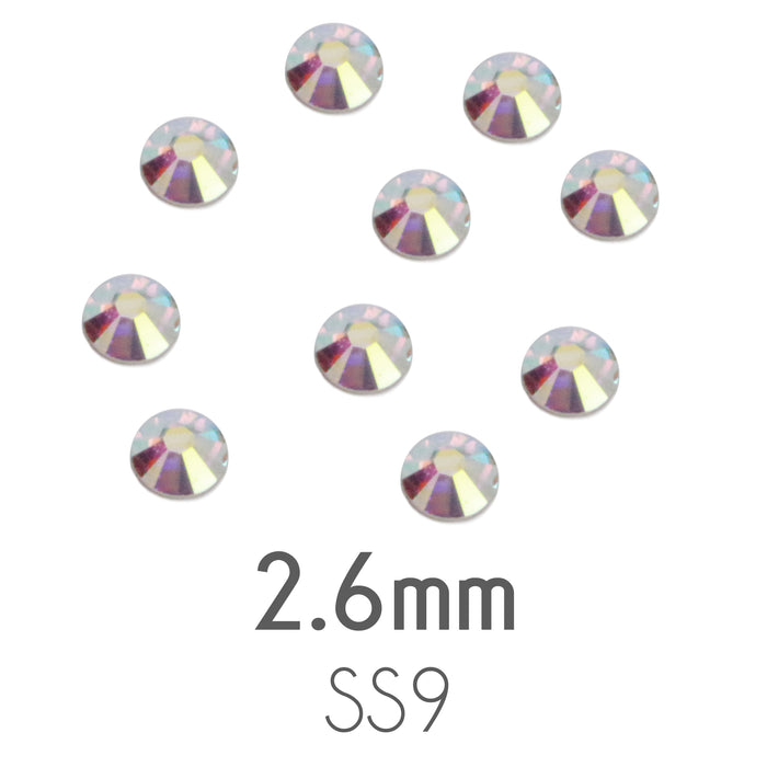 2.6mm Swarovski Flat Back Crystals, Crystal AB, Pack of 20