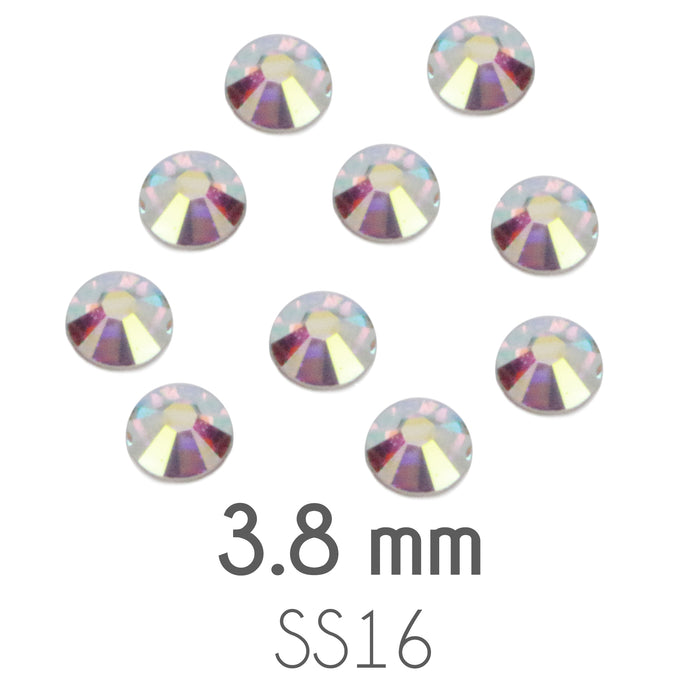 3.8mm Swarovski Flat Back Crystals, Crystal AB, Pack of 20