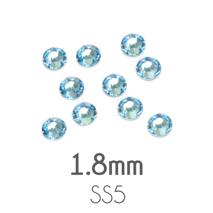 1.8mm Swarovski Flat Back Crystals, Aquamarine, Pack of 20