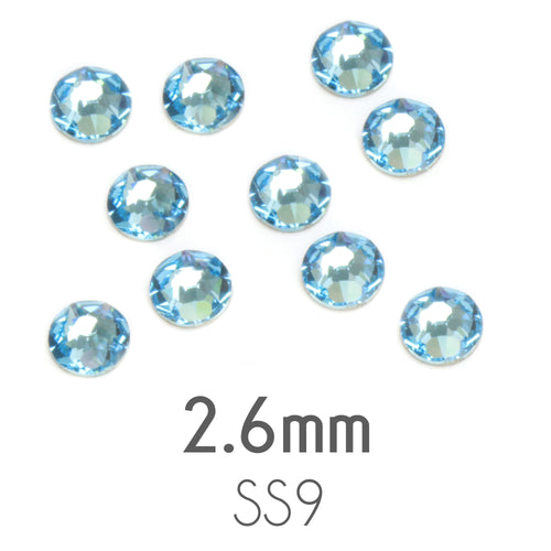 Beads & Swarovski Crystals 2.6mm Swarovski Flat Back Crystals, Aquamarine, Pack of 20