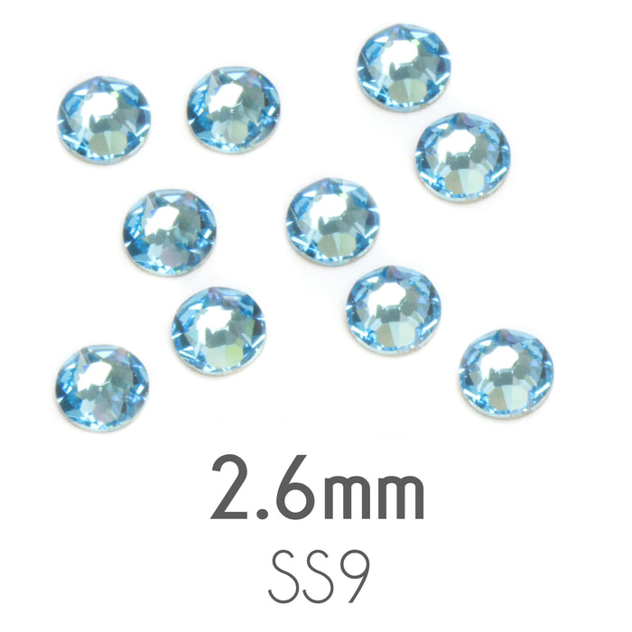 2.6mm Swarovski Flat Back Crystals, Aquamarine, Pack of 20
