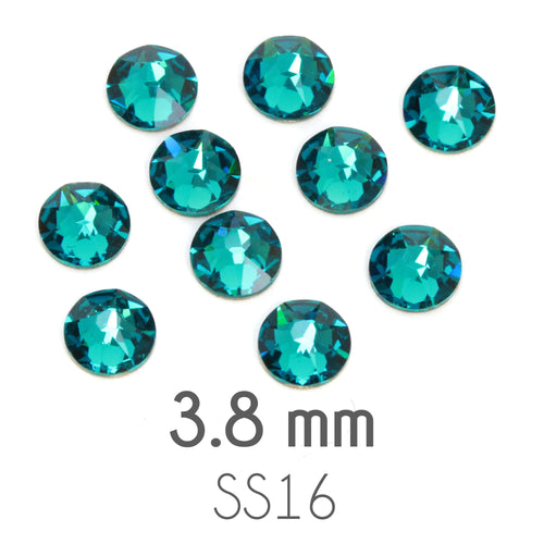 Beads & Swarovski Crystals 3.8mm Swarovski Flat Back Crystals, Blue Zircon, Pack of 20