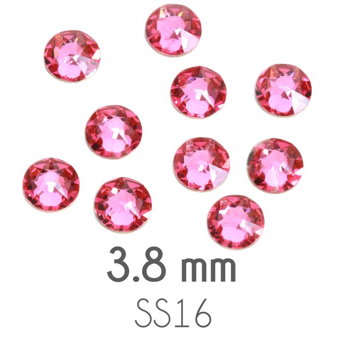 3.8mm Swarovski Flat Back Crystals, Rose, Pack of 20