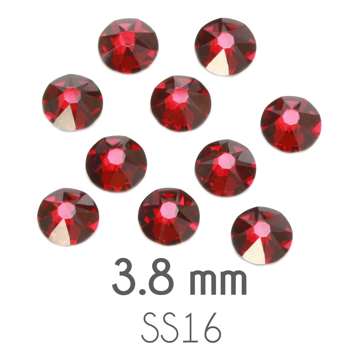 3.8mm Swarovski Flat Back Crystals, Siam, Pack of 20