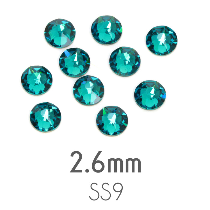 2.6mm Flat Back Crystals, Blue Zircon, Pack of 20