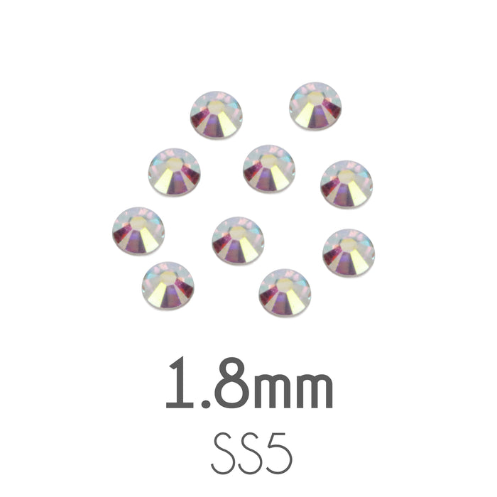1.8mm Swarovski Flat Back Crystals, Crystal AB, Pack of 20