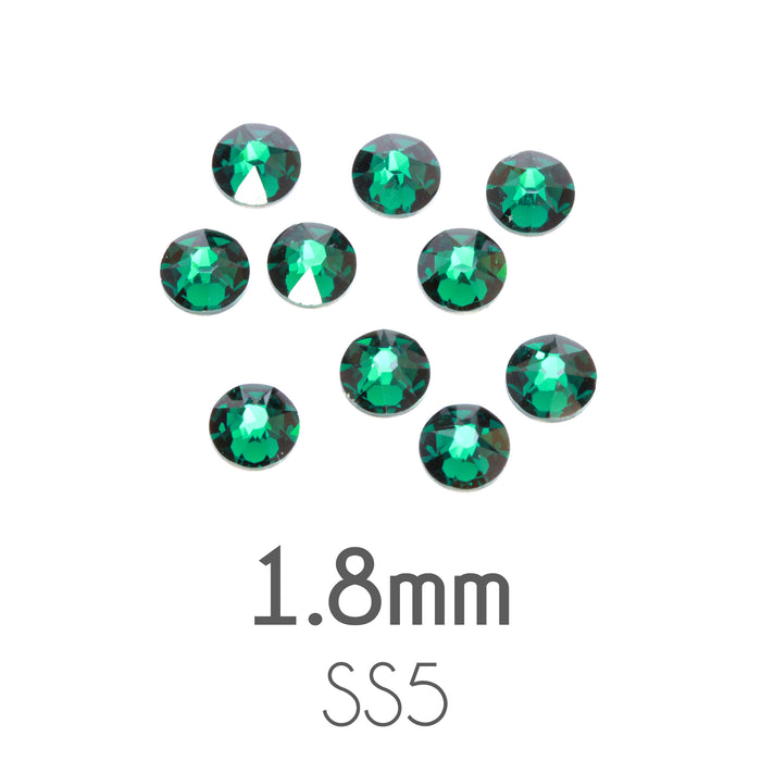 1.8mm Swarovski Flat Back Crystals, Emerald, Pack of 20