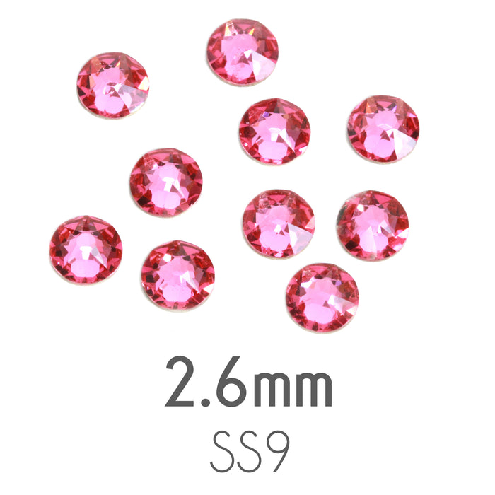 2.6mm Swarovski Flat Back Crystals, Rose, Pack of 20